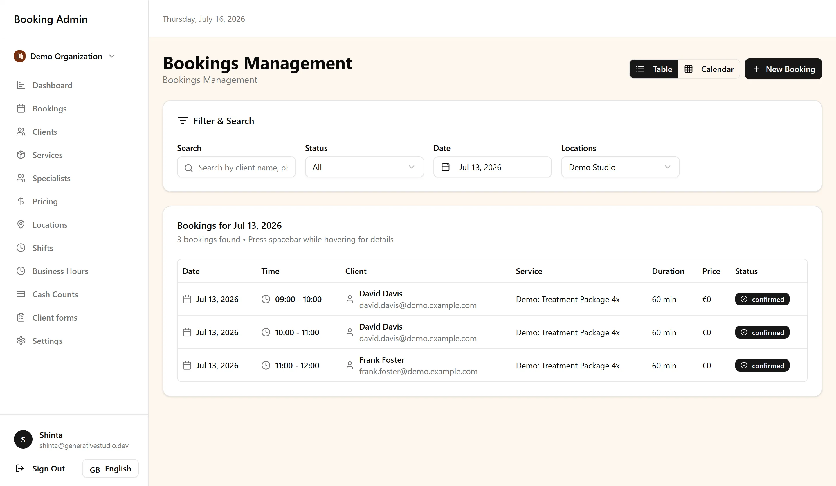 Booking Management