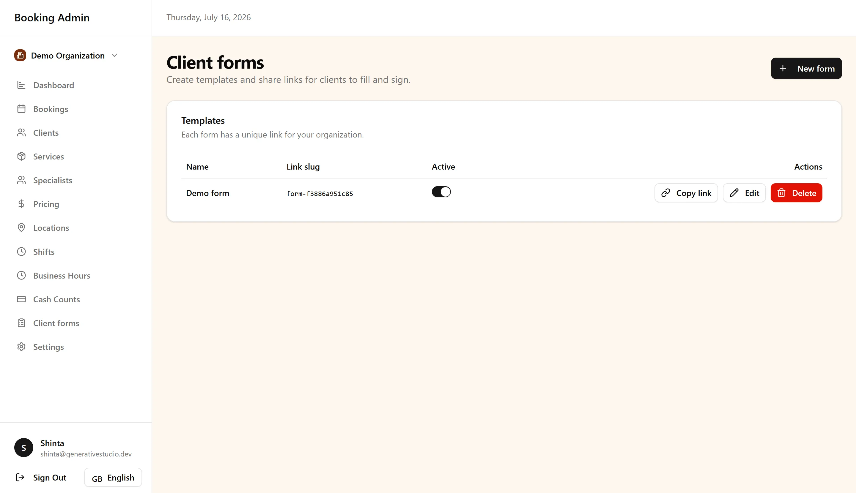 Client forms