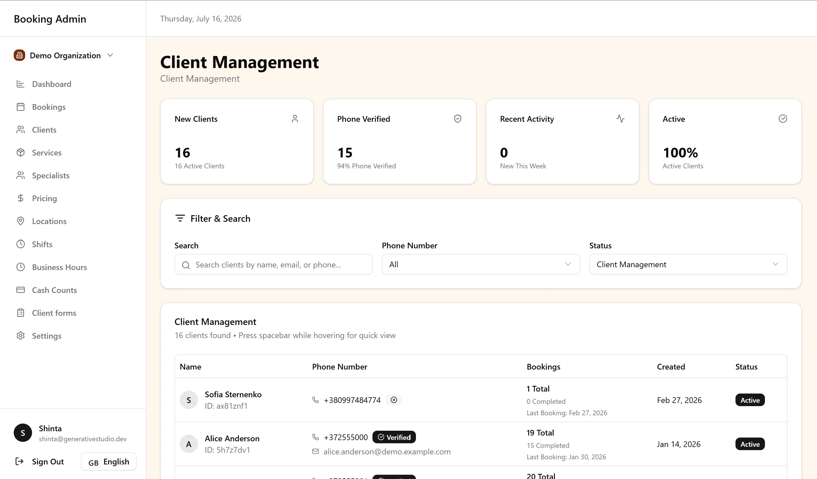 Client management