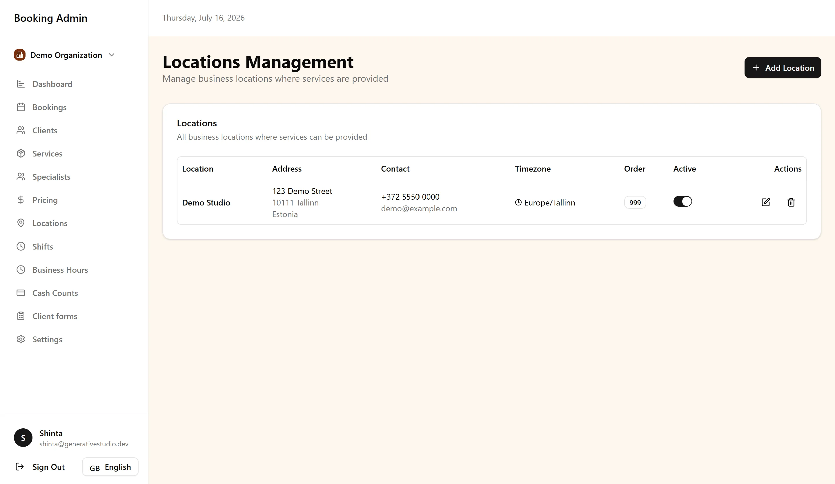 Locations management