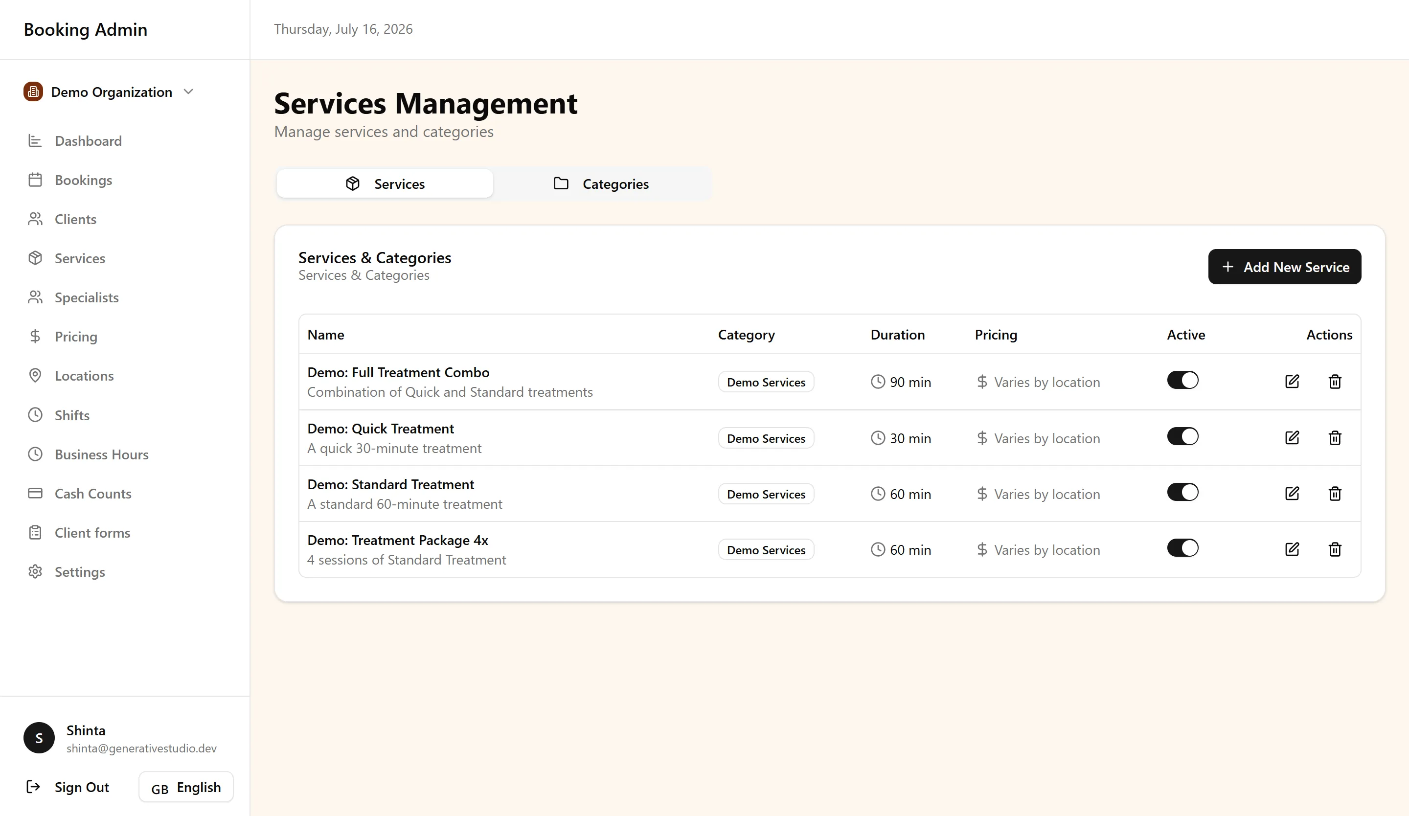 Services management